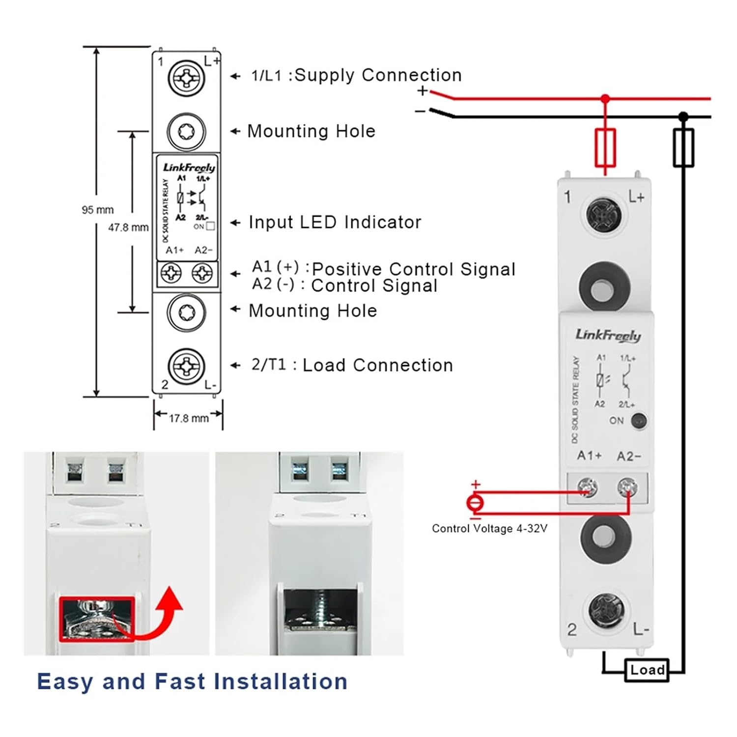 TRD060D10 10A DC DC SSR Solid State Relay Module & Board 5V 12V 24V 32VDC Input 1-60VDC Output Voltage Relay Remote