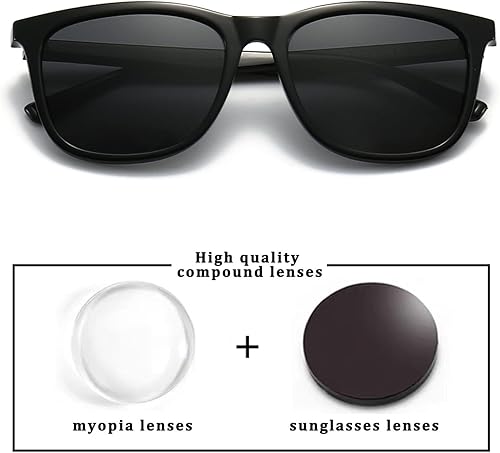 Miniatura 2 de ALWAYSUV Gafas de sol de distancia tintadas negras para hombres y mujeres, miopía miopía, lentes de miopía, no son lentes de lectura -3.0