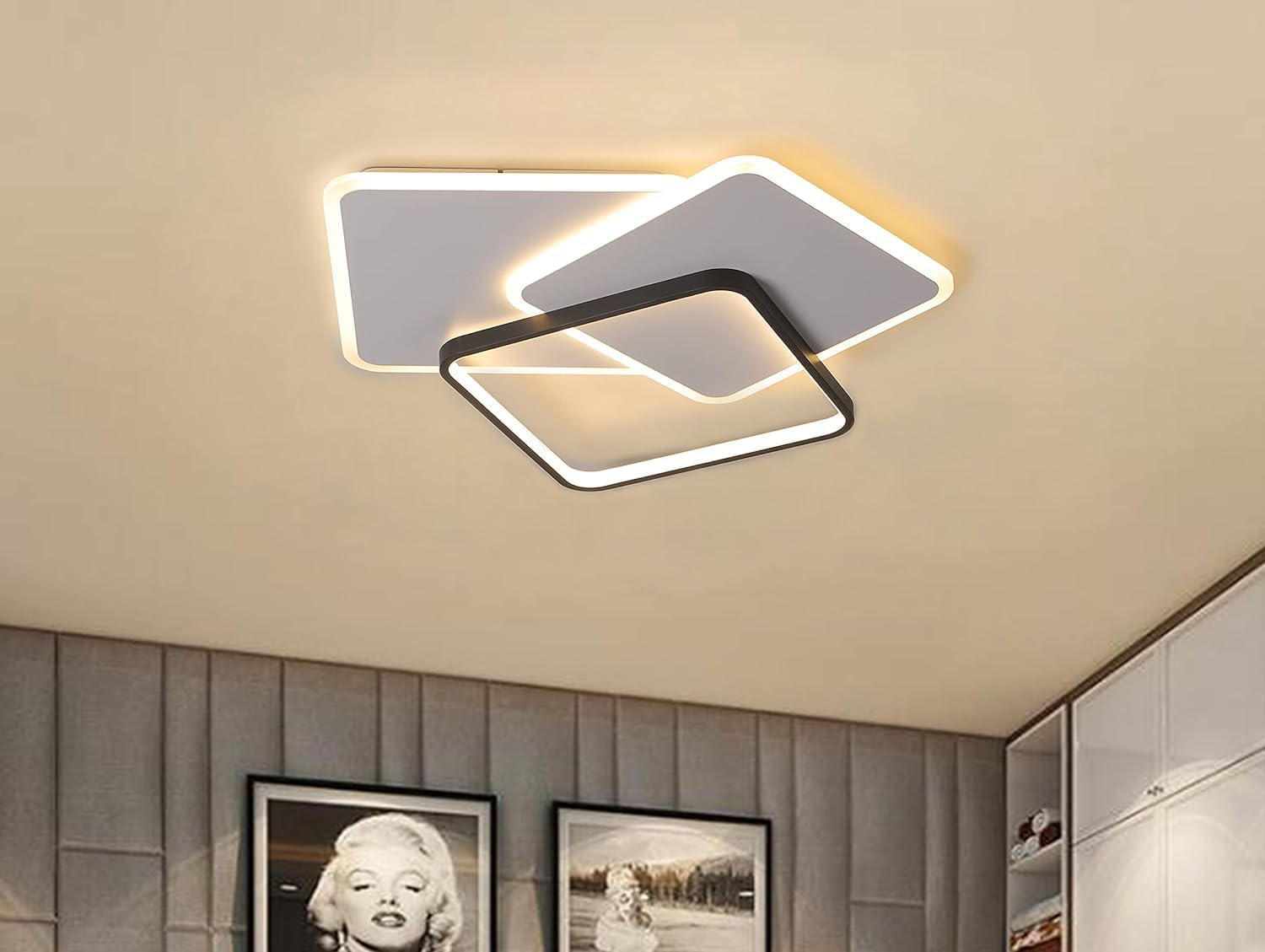 スクエア フラッシュマウント 天井照明器具 62W モダン LED 天井ランプ