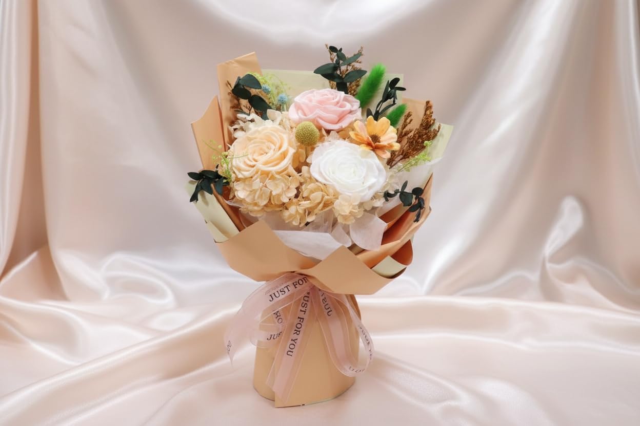 Peach Mirage|Bouquet of 3 Peach premium rose|Hydrangeas|Valentines day gift|Anniversary|Romantic surprise|Preserved rose to last forever-image-48