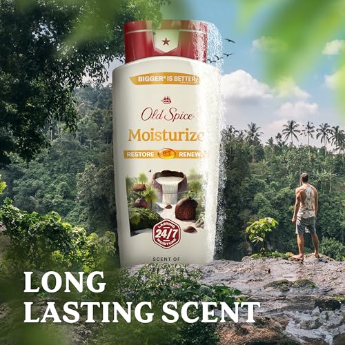Image of Old Spice Cleansing Body Wash for Men, 24 /7 Shower Fresh with Lasting Scent, Restore & Renew, Gentle on Skin, Vitamin B3, Moisturize with Shea Butter Scent, 18 oz (Pack of 4)