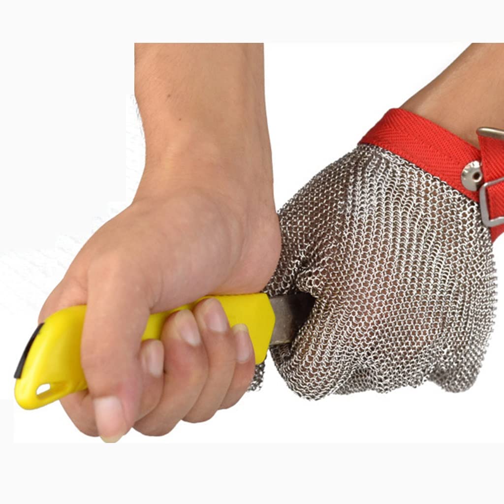 Kettenhandschuh Schneidschutzhandschuhe aus rostfreiem Stahl in Lebensmittelqualität, Sicherheitshandschuhe for Schneiden von Metzgerfleisch, Kettenhemd, universell for linke und rechte Hand ( Size :
