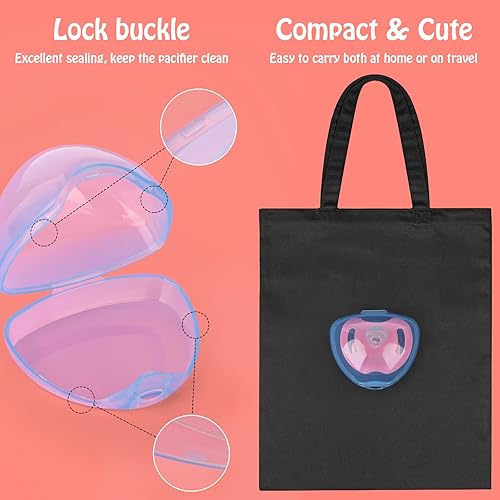 Miniatura 5 de Accmor Funda para chupete, estuche para chupete, contenedor para chupete para viajes, sin BPA, azul transparente, paquete de 6