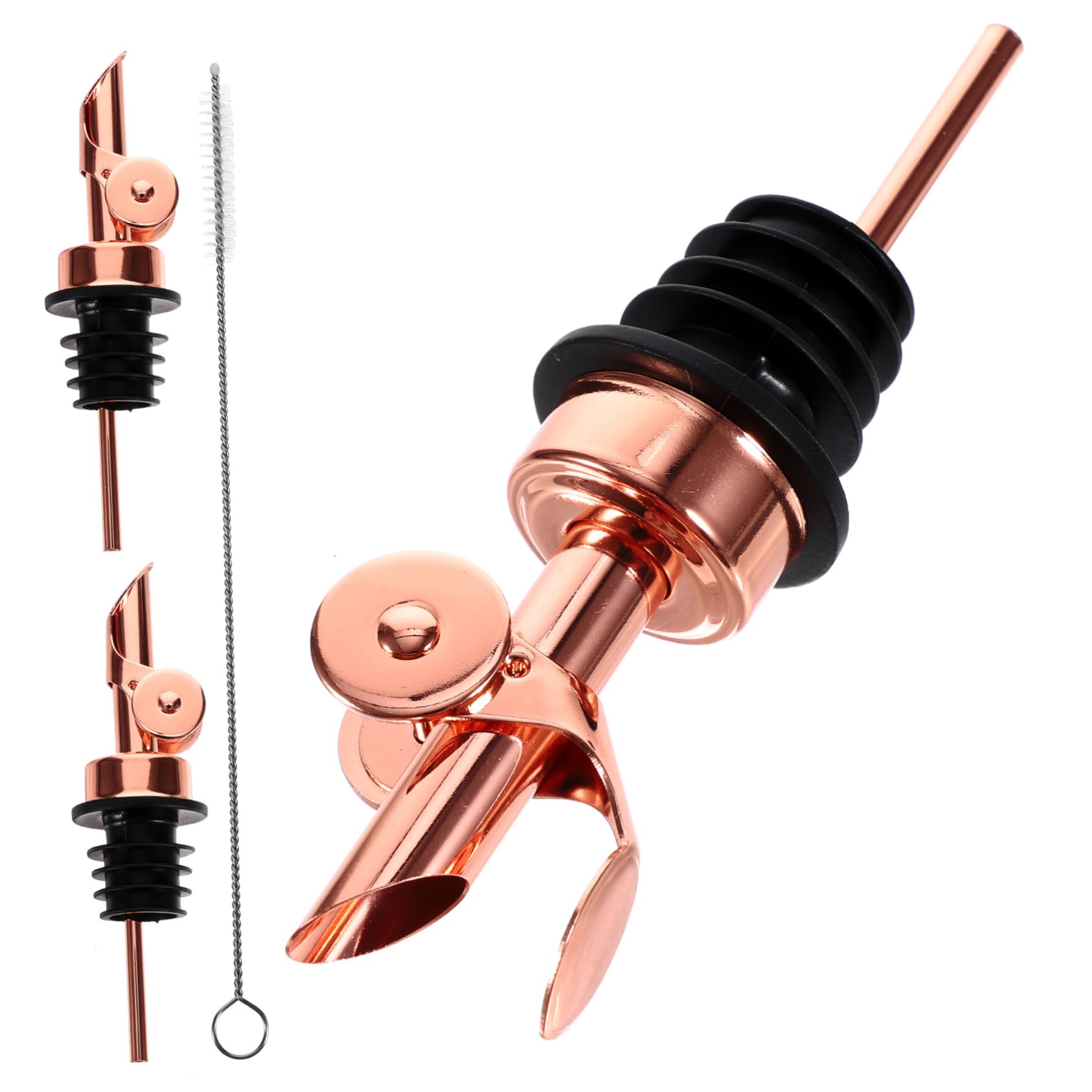 NAMOARLY 1 Set Convenient Bottle Stopper Olive Oil Portable Pour Spouts Oil Spouts for Bottles Kitchen Accessories Spirit Pourers for Bar Bottle Dispenser Rose Gold Stainless Steel
