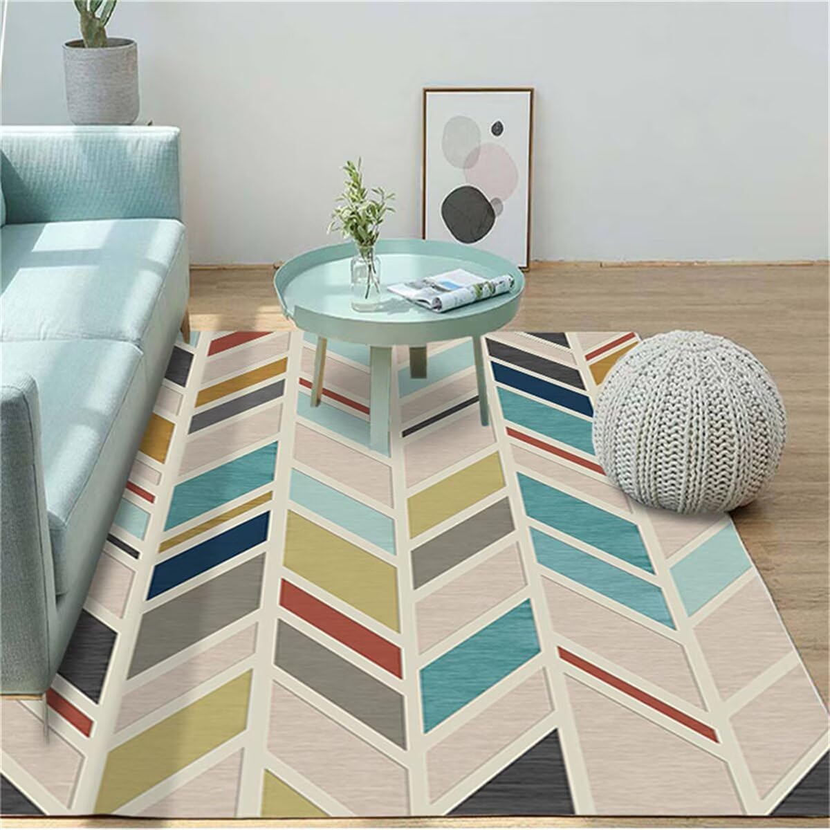 Tapis chambre fille bleu 90x150cm anti-glisse et facile à nettoyer