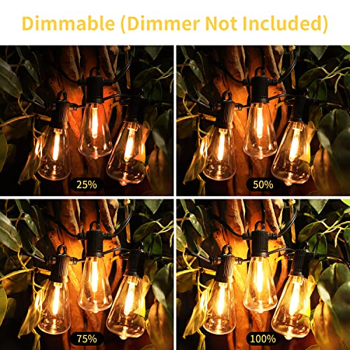 ZOTOYI 50Ft Outdoor Garden String Lights Mains Powered, ST38 Waterproof IP65 LED String Lights, Warm White Patio Festoon Lights for Backyard, Bistro, Café, Party, Wedding, 22Pcs Vintage Bulbs - Image 4