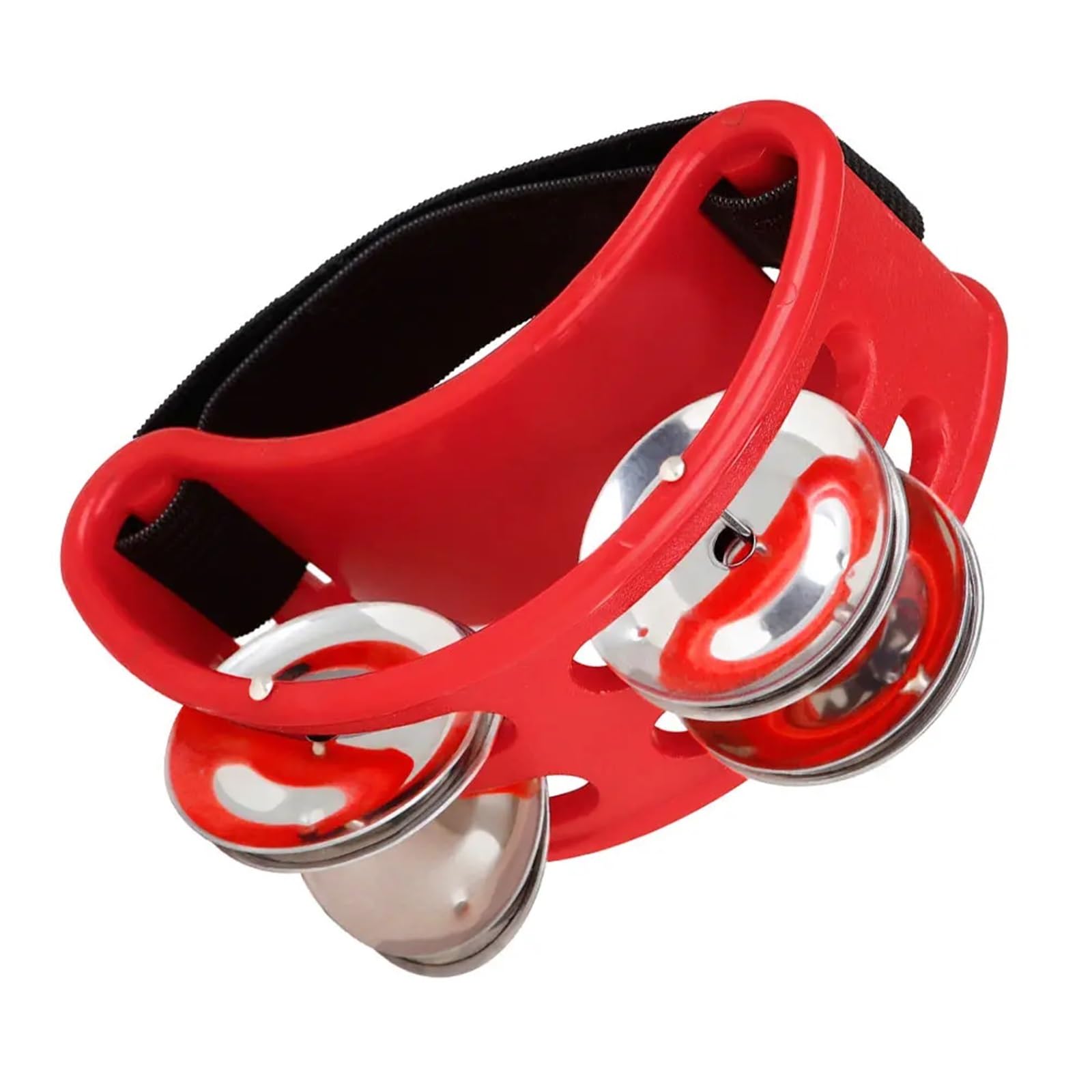 2 unidades de campanas pedal, instrumentos musicales percusión pie, panderetas únicas for adultos, acero inoxidable, for niños para Acompañamiento(Red)