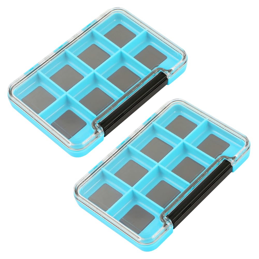 Bdkmms Blue, 8-Grids Fishing Tackle Box, 2Pcs 4/8/12-Grids Magnetic Fish Hook Box Waterproof Fishing Box For Lures Hooks Accessories