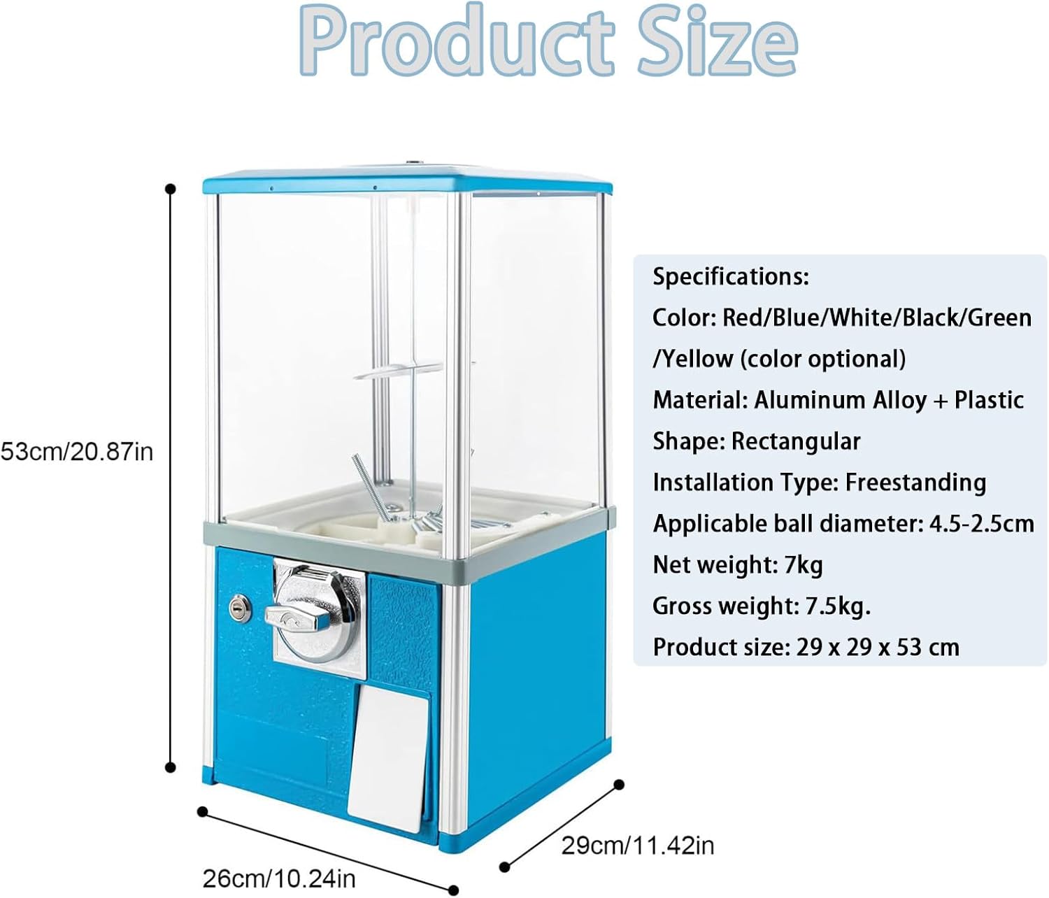 Candy Vending Machine,with Locks& Two Keys,Hold 100-200 Capsule Balls,Mini Chewing Gum Machine,for Home,Game Stores&Retail Stores,Aluminum Alloy Material,Yellow