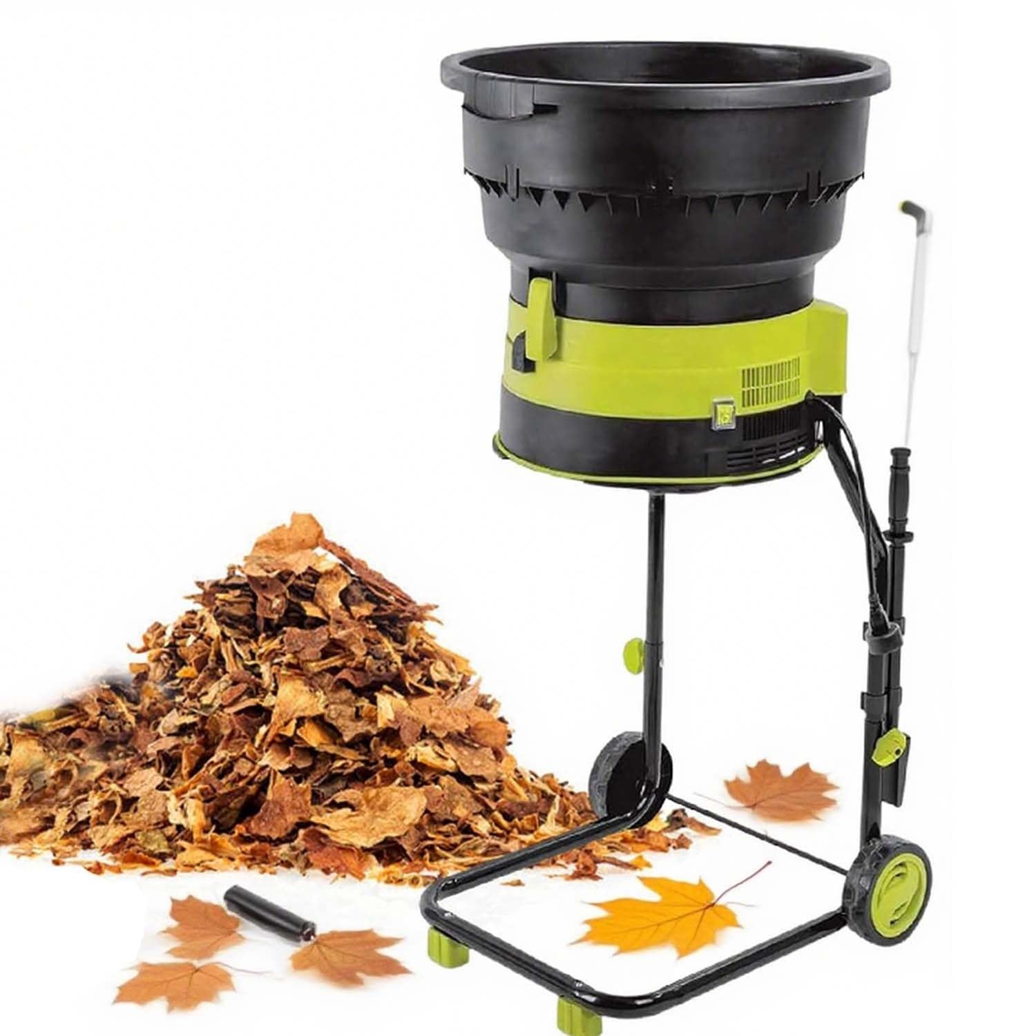 Trituradora De Jardín Eléctrica 2500W Con Bolsa Y Ruedas, Biotrituradora Hojas 8000 RPM, Apertura 54CM, Compostador Seguro, Reducción 17:1 Desechos Verdes(Standard)