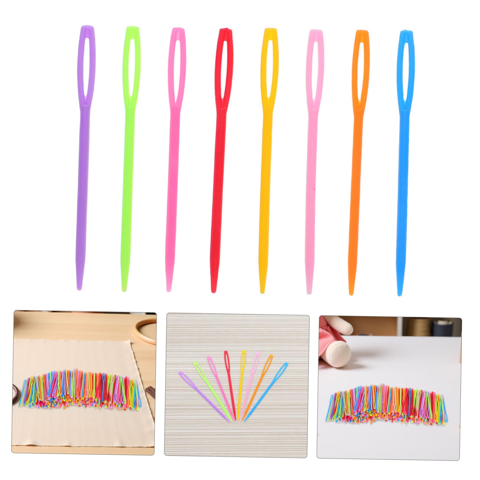 TEHAUX 2000piezas Agujas De Coser De Plástico De Ojo Grande Para Manualidades De Bricolaje Herramienta De Costura Para Tejer Hilo Para Tapicería y Coser Mano