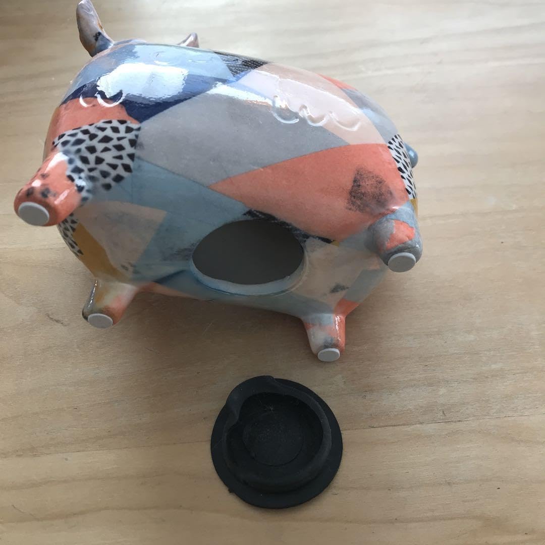 Amazon.co.jp: 陶器製貯金箱キャップゴムがねじれています。お金を入れ 