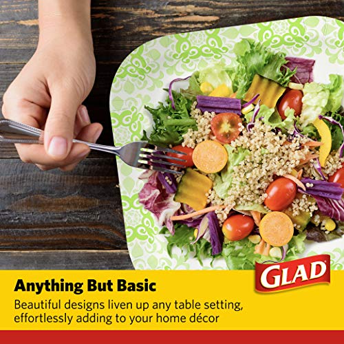 Glad Square Disposable Paper Plates, Green Victorian, 10 Inch, 50 Count - image 4