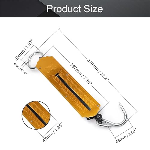 Miniatura 2 de Utoolmart Balanza de resorte Gancho colgante de mano Pesaje de metal Escala de fuerza Kilo & LBS 110.2 lbs