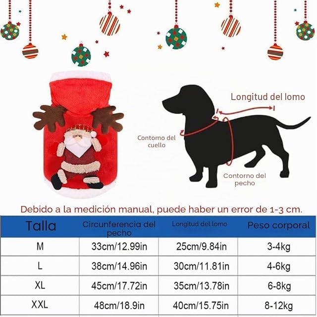 Foto 2 de 6 de AOMAIGAD Ropa Navideña para Perro, Disfraz Gato de Navidad,Mascota Perro Gato De Navidad Disfraz