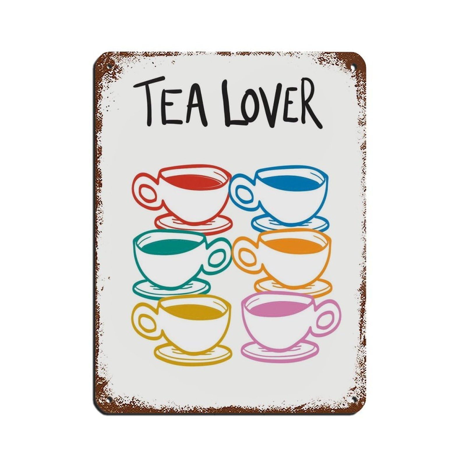 Hand Drawn Tea Lover Poster Retro Poster Metal Tin Sign Chic Art Retro Iron Painting Bar People Cave Cafe Family Garage Poster Wall Decoration 12x16inch(30x40cm)