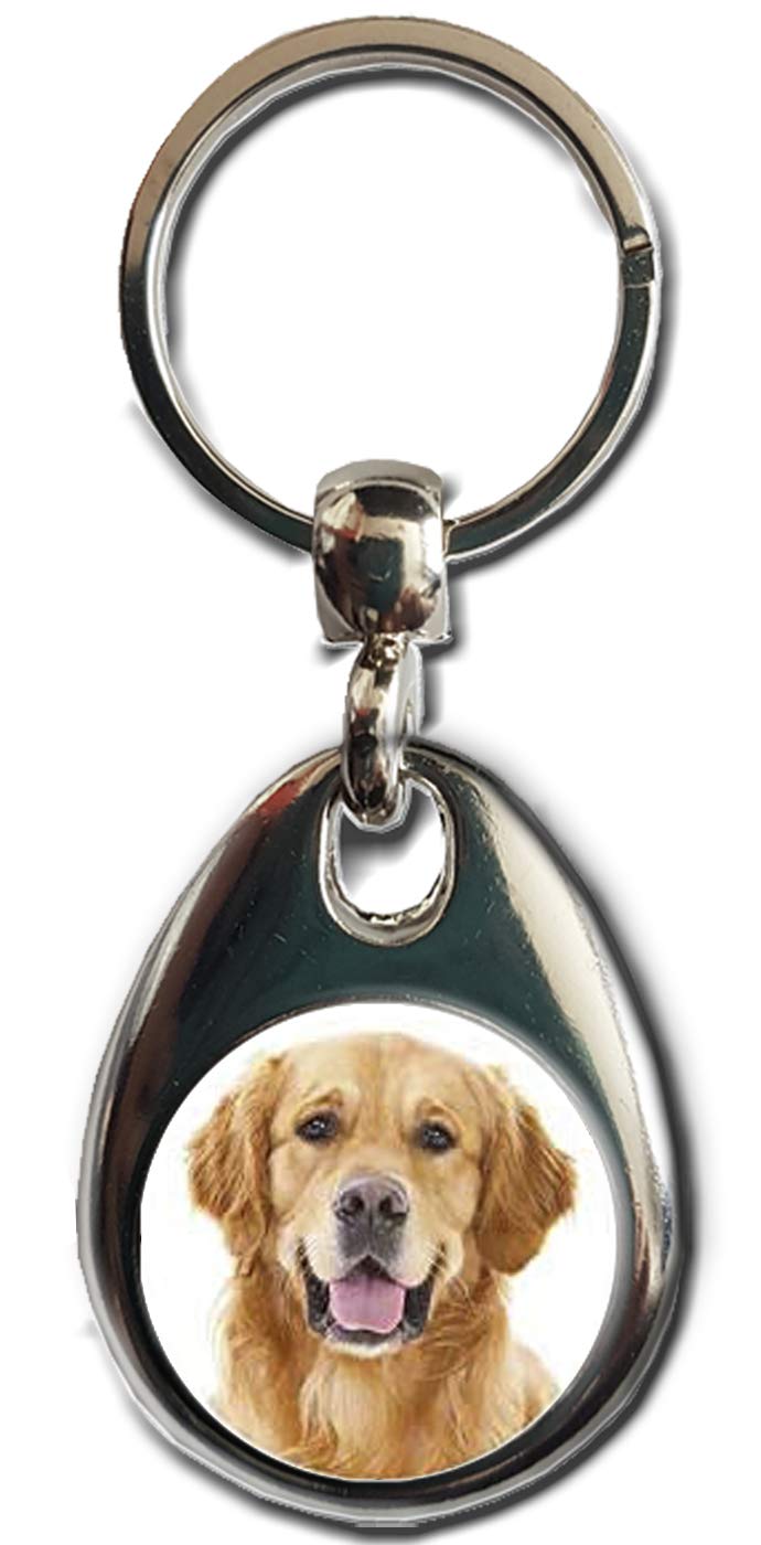 Kazmugz Multicolor Golden Retriever Dog Keyring. Heavy Quality Metal Gift Keyring. Double Sided Keychain. Puppy Dog Pet Gift.