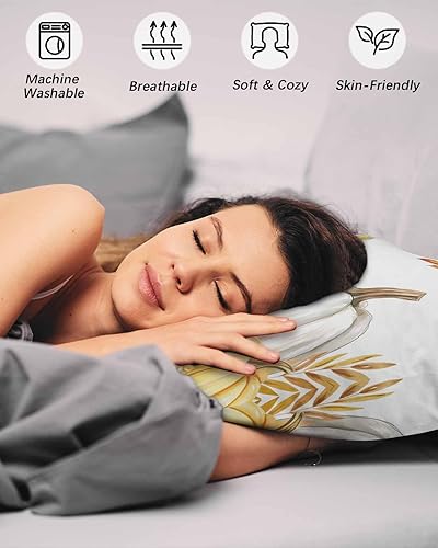 Miniatura 5 de Fundas de almohada de tamaño estándar de eucalipto y calabaza, paquete de 2 fundas de almohada suaves para sofá, sofá, funda de cojín lumbar de