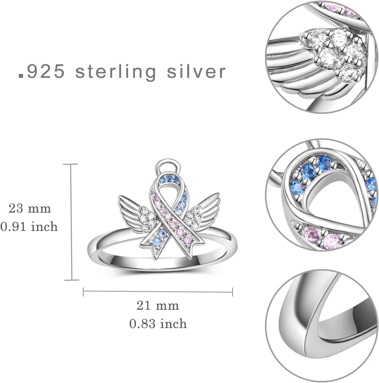 Miscarriage Rings 925 Sterling Silver Miscarriage Gifts Angel Wings Ring Miscarriage Jewelry Gifts for Women
