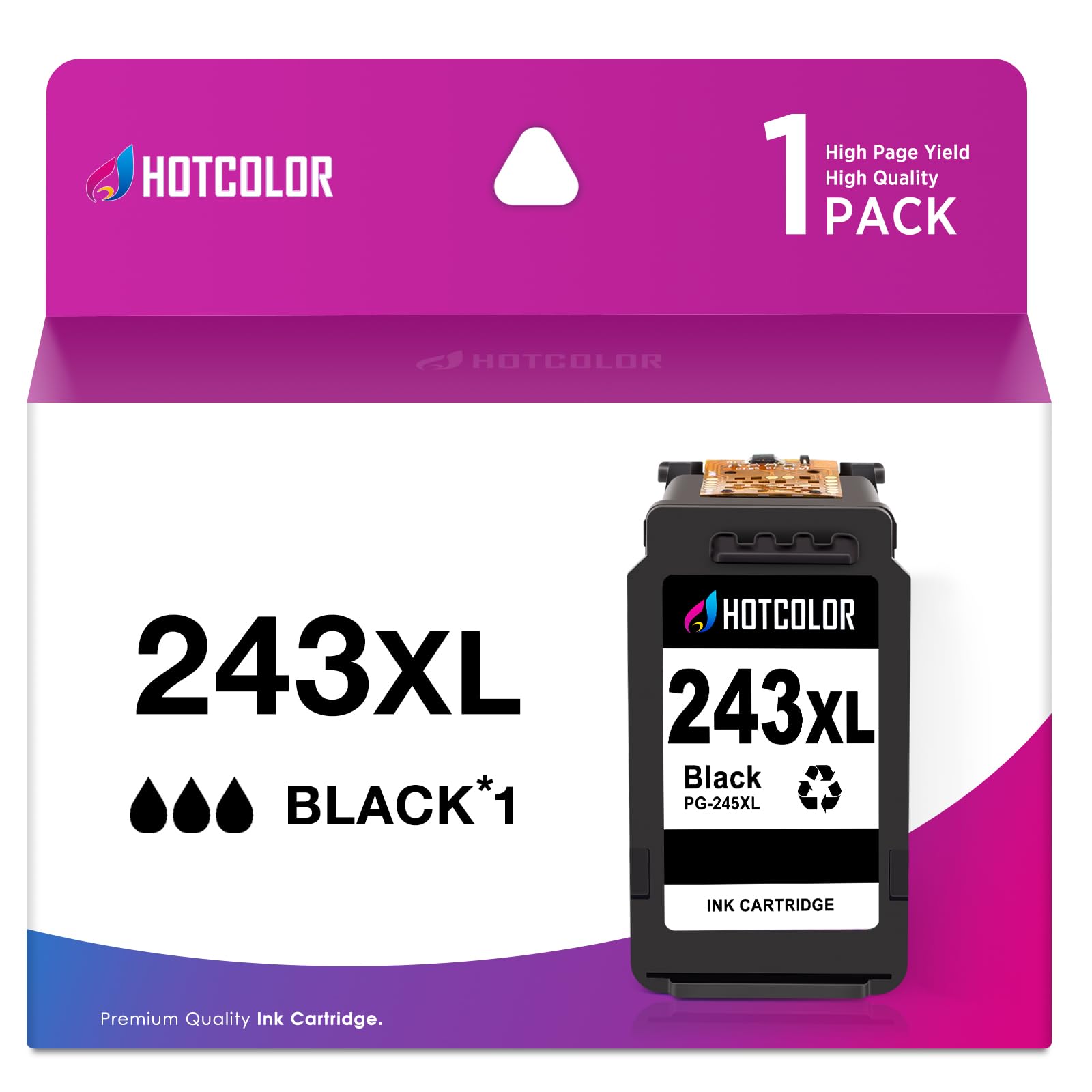 HOTCOLOR PG-243 Black Ink Cartridges Replacement for Canon 243 Black Ink for Canon MG2522 TR4520 MX492 TS202 TS3322 TR4500 TS3122 MG2500 TR4522 MX490