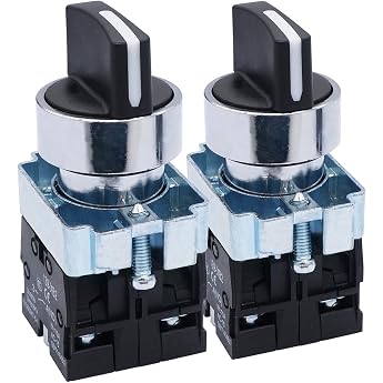 Taiss 2 x Rotary Selector Switch 22 mm 2 No 3-Position Retained Locking 440 V 10 A XB2-20X/31