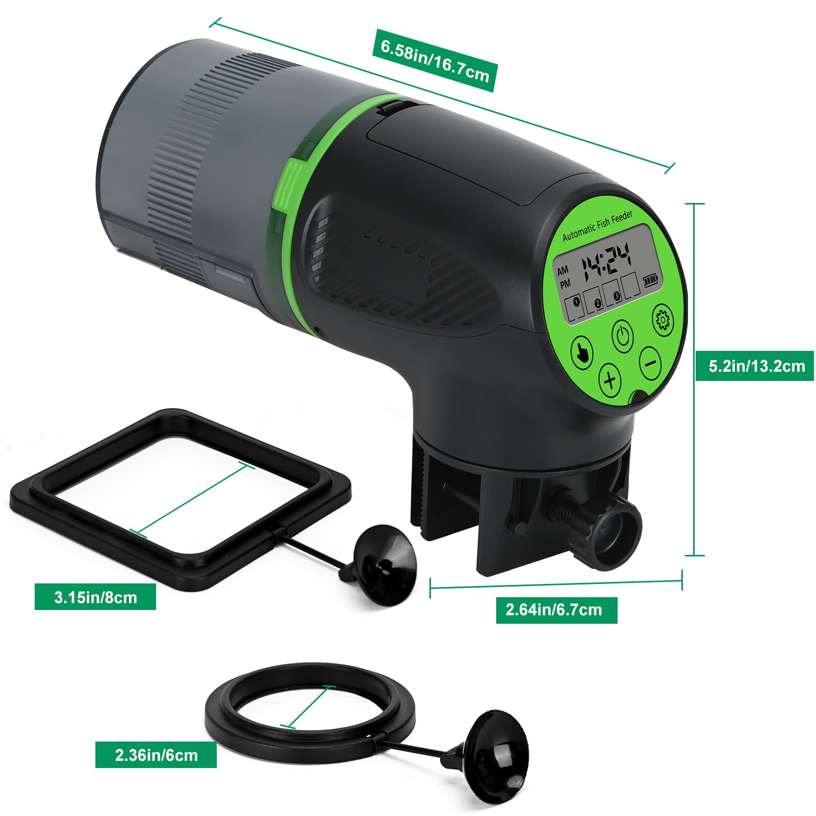 Lychee Automatic Fish Feeder for Aquarium-200ml Timed Dry Fish Food Vacation Feeder with Two Feeding Rings-Moisture-Proof LCD Display for Tank Pond - image 7
