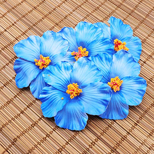 Shinebear 10Pcs Hibiscus Flowers Hawaii Party Summer Party Diy Decorations Artificial Flowers Hula Girls Favor Hair Decoration Flower - (Color: Red) #TOP2