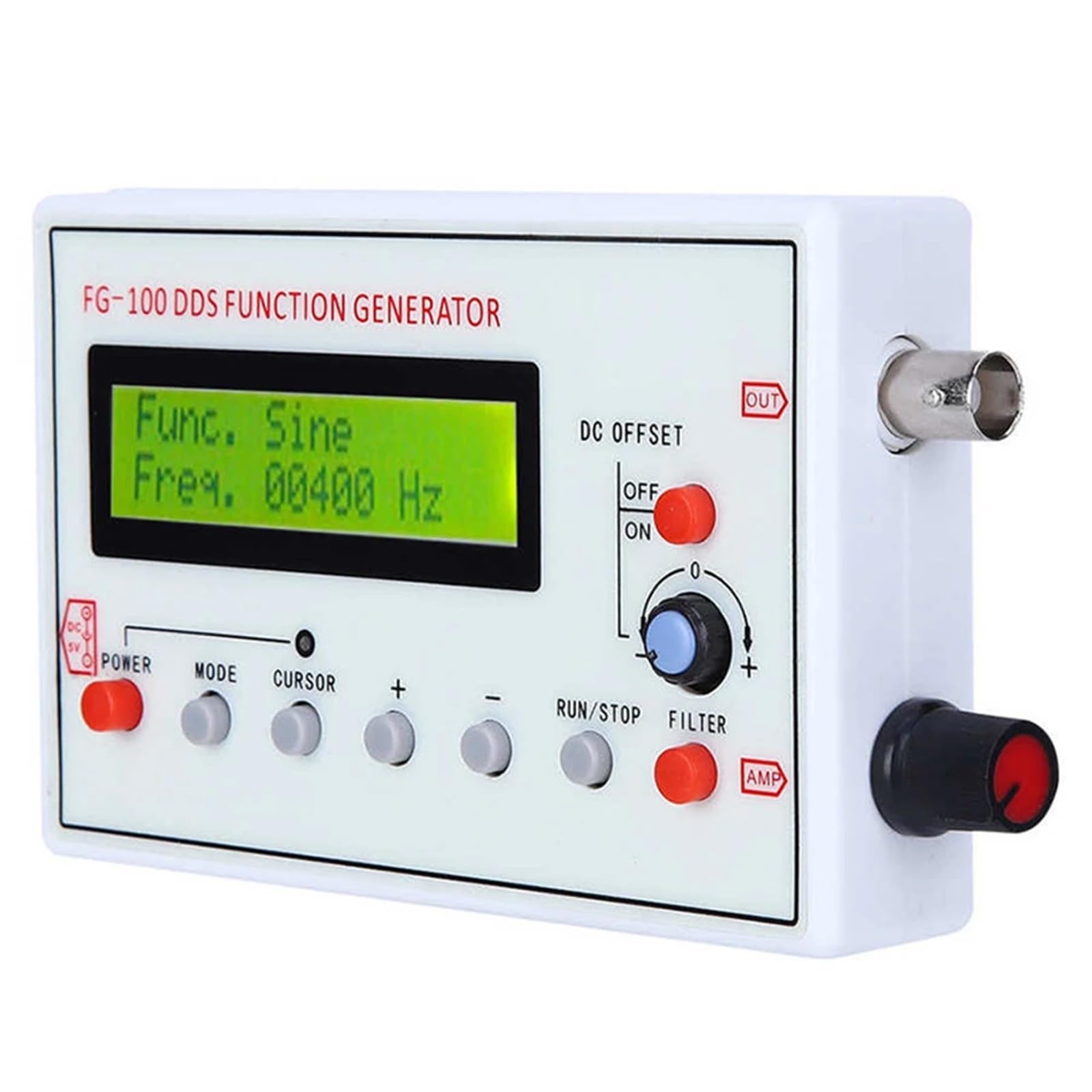FG-100 DDS función generador de señal contador de frecuencia 1Hz - 500KHz módulo de fuente de señal sinusoidal + cuadrado + triángulo + forma de onda de diente de sierra