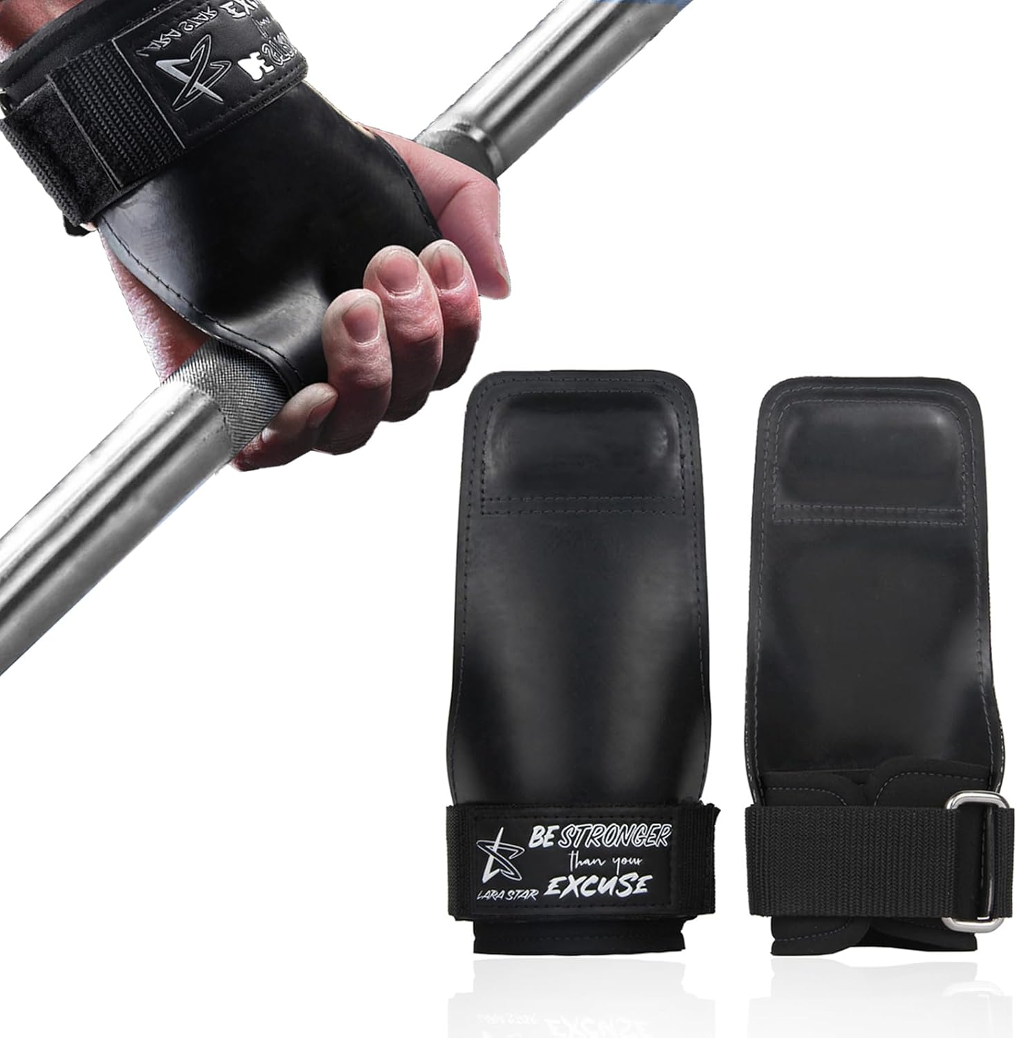 LARA STAR Weight Lifting Wrist Straps for Maximum Grip Support,Lifting Strap for Weightlifting, Gym Grips Hook for Deadlifts, Powerlifting, Heavy Shrug Women/Men