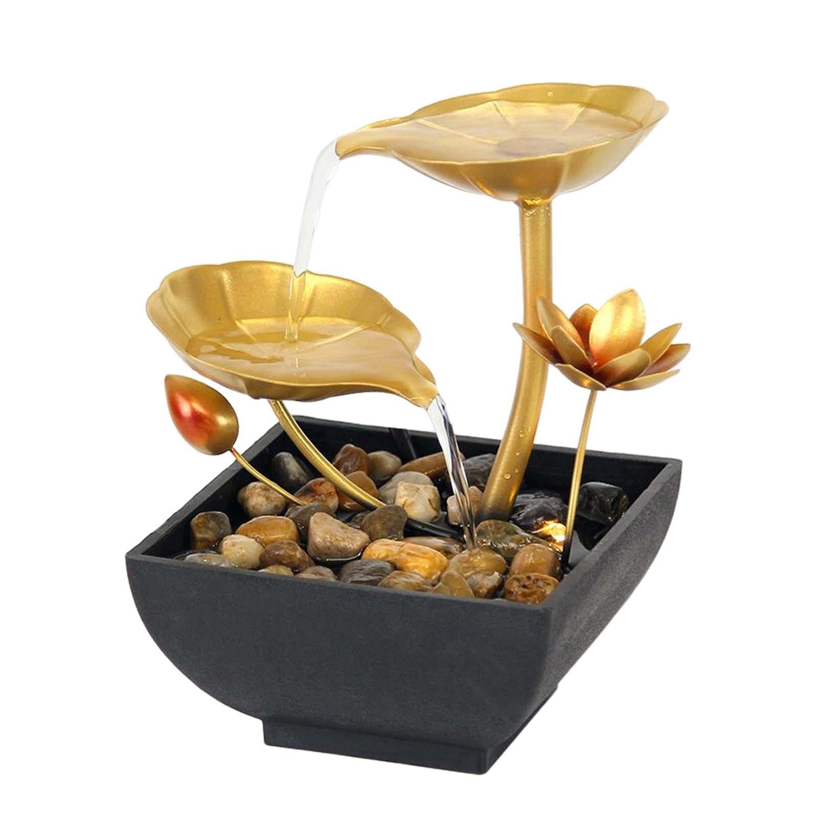 Merishopp 2 Tiers Tabletop Fountain Tabletop Waterfall Cascading for Office Decoration Flower | Home Decor | Indoor Fountains-image-46