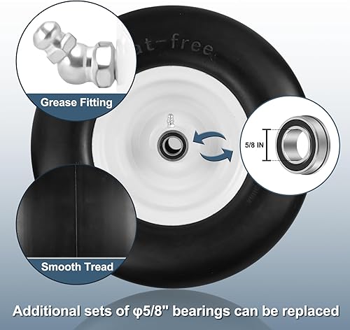 Miniatura 5 de Cenipar Neumático y rueda para cortacésped de 13 x 6.50-6 sin plano para cortacéspedes de giro cero con buje de grasa de 34 pulgadas y 58 pulgadas y