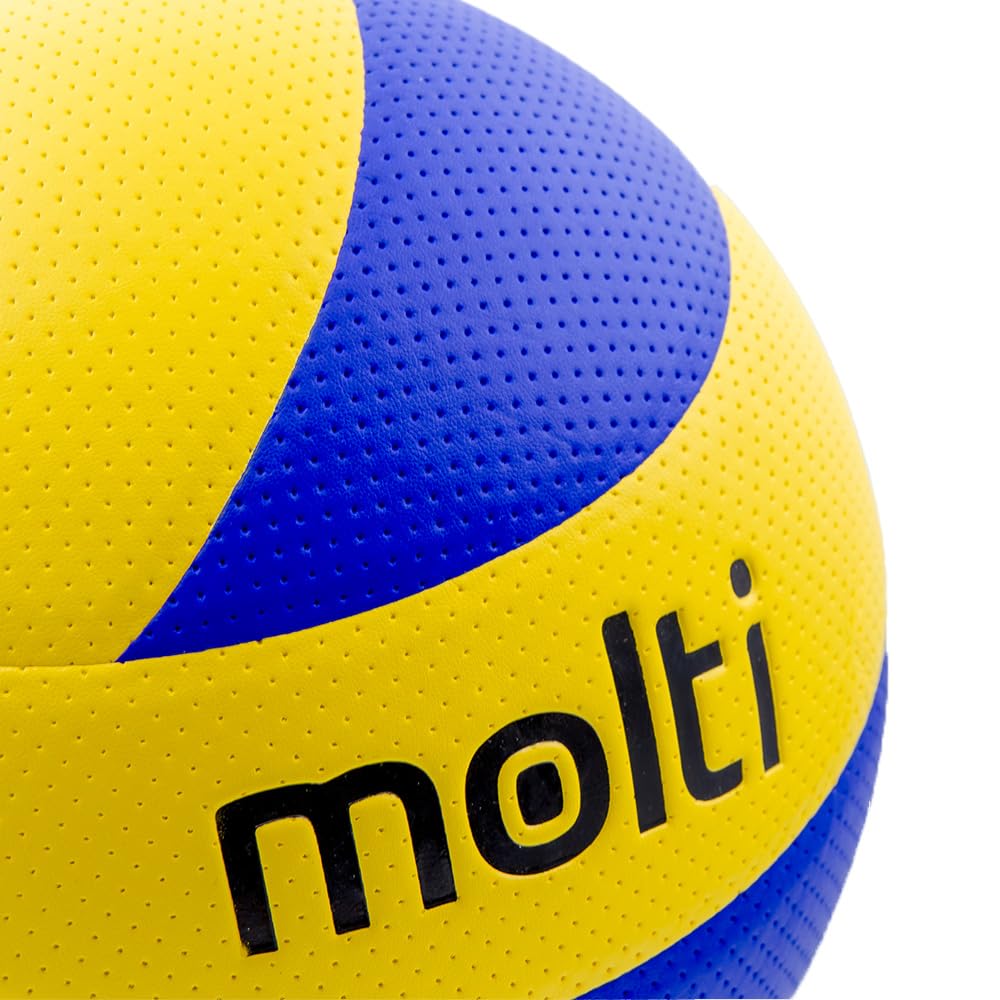 molti Piłka do siatkówki plażowej, żółto-niebieska, rozmiar 5 – sport wewnątrz i na zewnątrz | Wytrzymała skóra PVC, antypoślizgowa powłoka, do szkoły, ogrodu, na plażę i do klubu, idealna również jako prezent