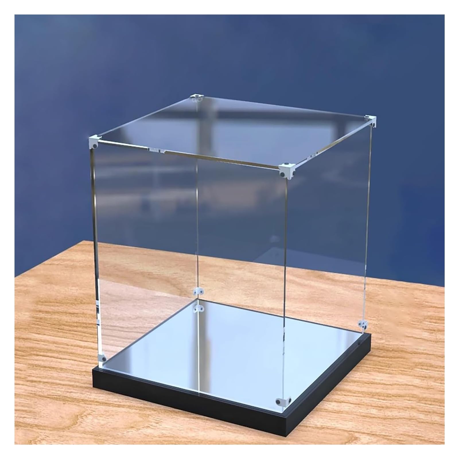 Clear Plastic Showcase, Clear Acrylic Display Case with Mirror Base, Protection, Multiple Sizes(25x25x25cm(10"x10"x10"))
