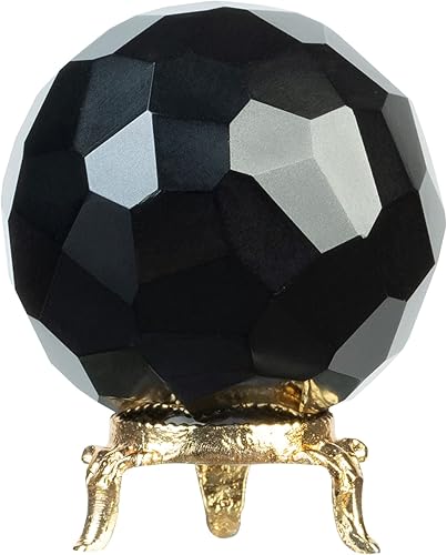 Crocon Bola de esfera de piedra de calcita de 1.969 in con soporte de metal, más de 1400 quilates, bola de piedras preciosas curativas, escultura