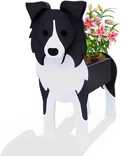 Border Collie - Macetero de PVC para mujer, bonito jardín de hierbas de PVC, macetas de perro para plantas de interiorexterior, macetas de flores