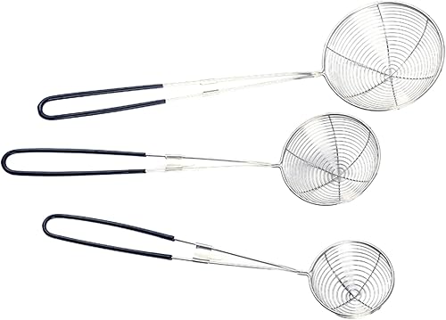 Miniatura 8 de Colador de araña de acero inoxidable sólido para cocinar y freír, utensilios de cocina, colador de alambre, cuchara coladora de pasta con mango