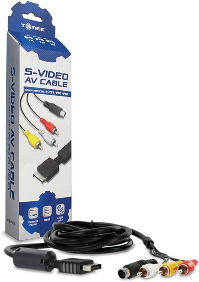 Tomee S-Video AV Cable for PS3/ PS2/ PS1, Audio Video TV Cord Compatible with PlayStation 1/2/3