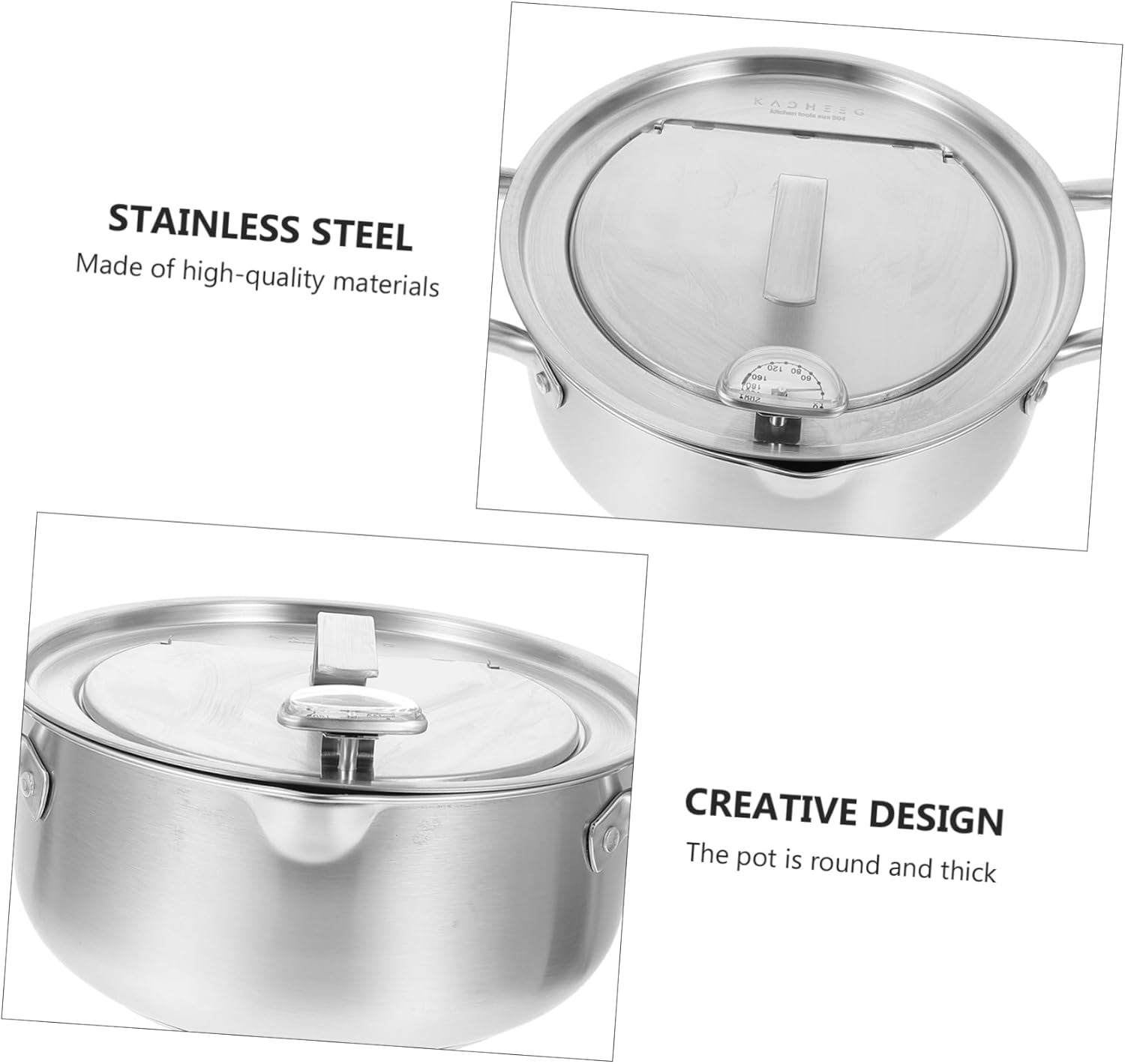 Zerodeko 1pc Stainless Steel Deep Fryer Temperature Control Compact Non-stick Frying Pan for Induction Cookers for Home Cooking and Housewarming