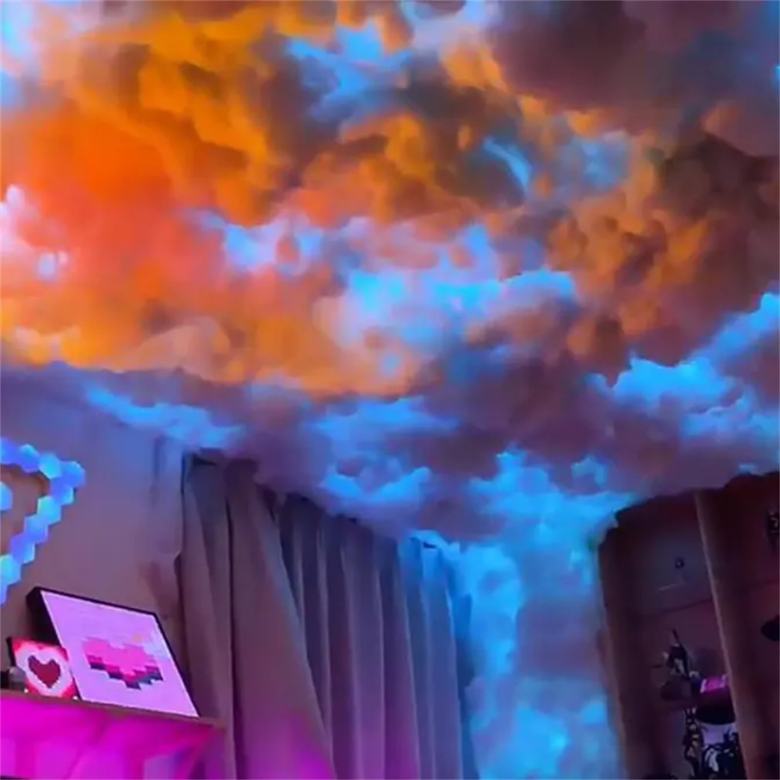 Lámpara de nube de trueno, luz de noche de nube 3D DIY, luces de tira LED, luz de atmósfera para sala de juegos, sala de estar, bar, techo de nube, dormitorio, lámpara de decoración del hogar ( 10m)