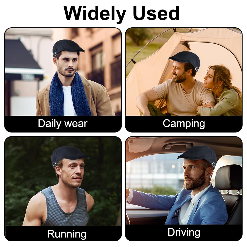 AOOWU Regulowane berety, czapka gazeciarza z płaskim kapeluszem, bawełniana płaska czapka męska vintage czapka irlandzka czapka beret w stylu Gatsby, klasyczna elegancja czapki Cabbie Trucker Gatsby
