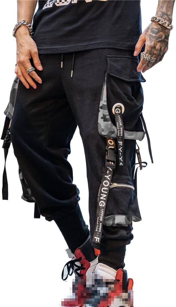 Men's Jogger Pants Punk Cargo Baggy Techwear Hip Hop Harem Pants Streetwear Tactical Track Pant