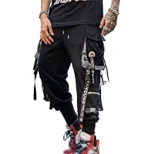 Hello MrLin Mens Jogger Pants Punk Cargo Baggy Techwear Hip Hop Harem Pants Streetwear Tactical Track Pant