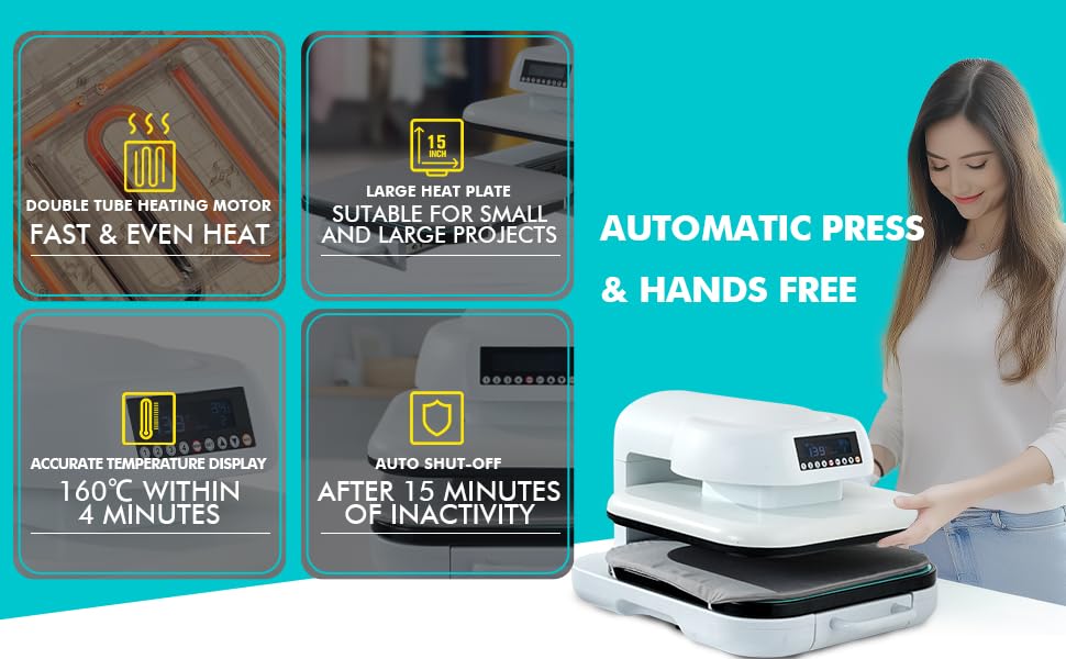 Auto Heat Press Machine para camisetas 15x15 miniatura 7
