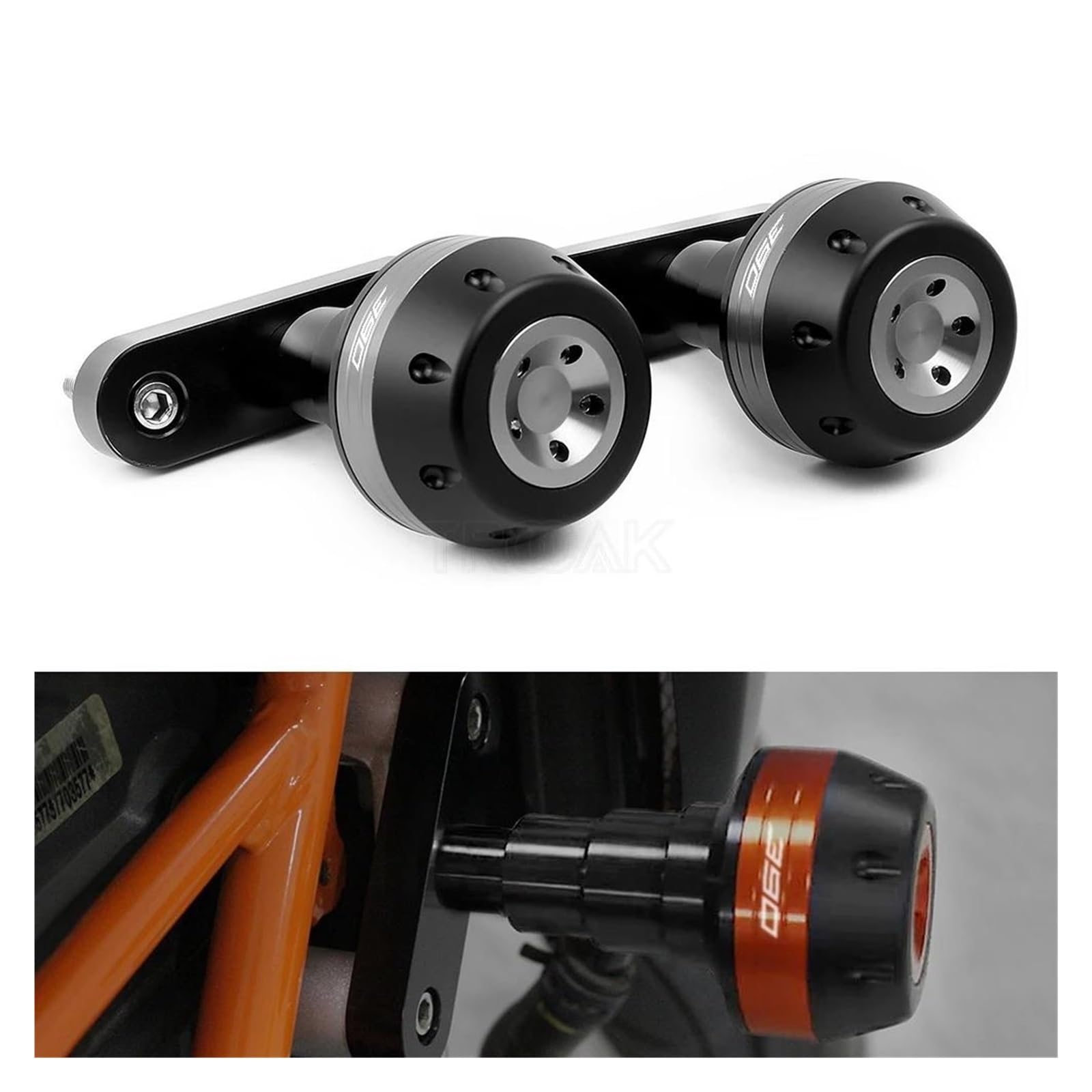 HRuizq Motorcycle Frame Sliders – Compatible With KTM DUKE 390, 250, 200, 125, Gray