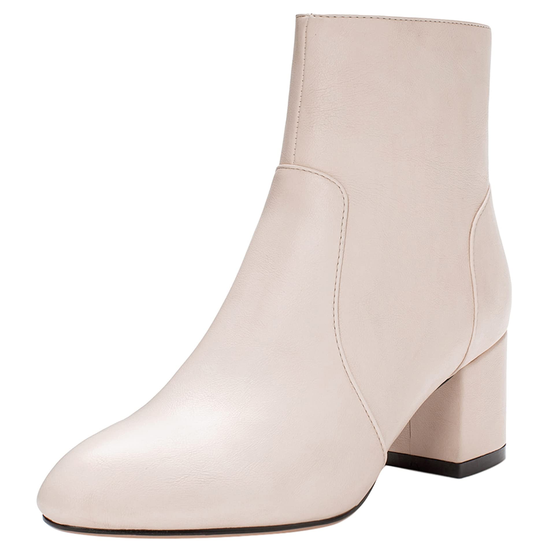 Botines Mujer Tacón Ancho, Botines de Vestir Tacón Medio Almond Toe Botín Zip Sencillo, Talla 33-45
