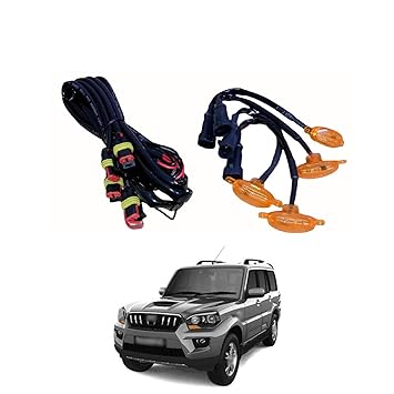 PRIKNIK LED Grille Lights Amber Yellow Grill Led with Fuse Adapter Wiring Harness Kit (4PCS, Amber Shell with Amber Light) Compatible with Scorpio