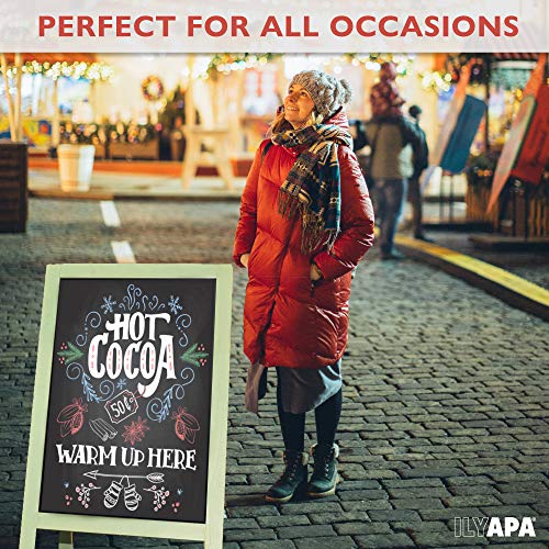 Wooden A-Frame Sign With Eraser & Chalk - 40 X 20 Inches Magnetic Sidewalk Chalkboard – Sturdy Freestanding Sage Sandwich Board Menu Display For Restaurant, Business Or Wedding #TOP1