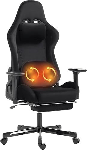 Chaise Gaming Ergonomique Massante Inclinable Accoudoirs HOMCOM