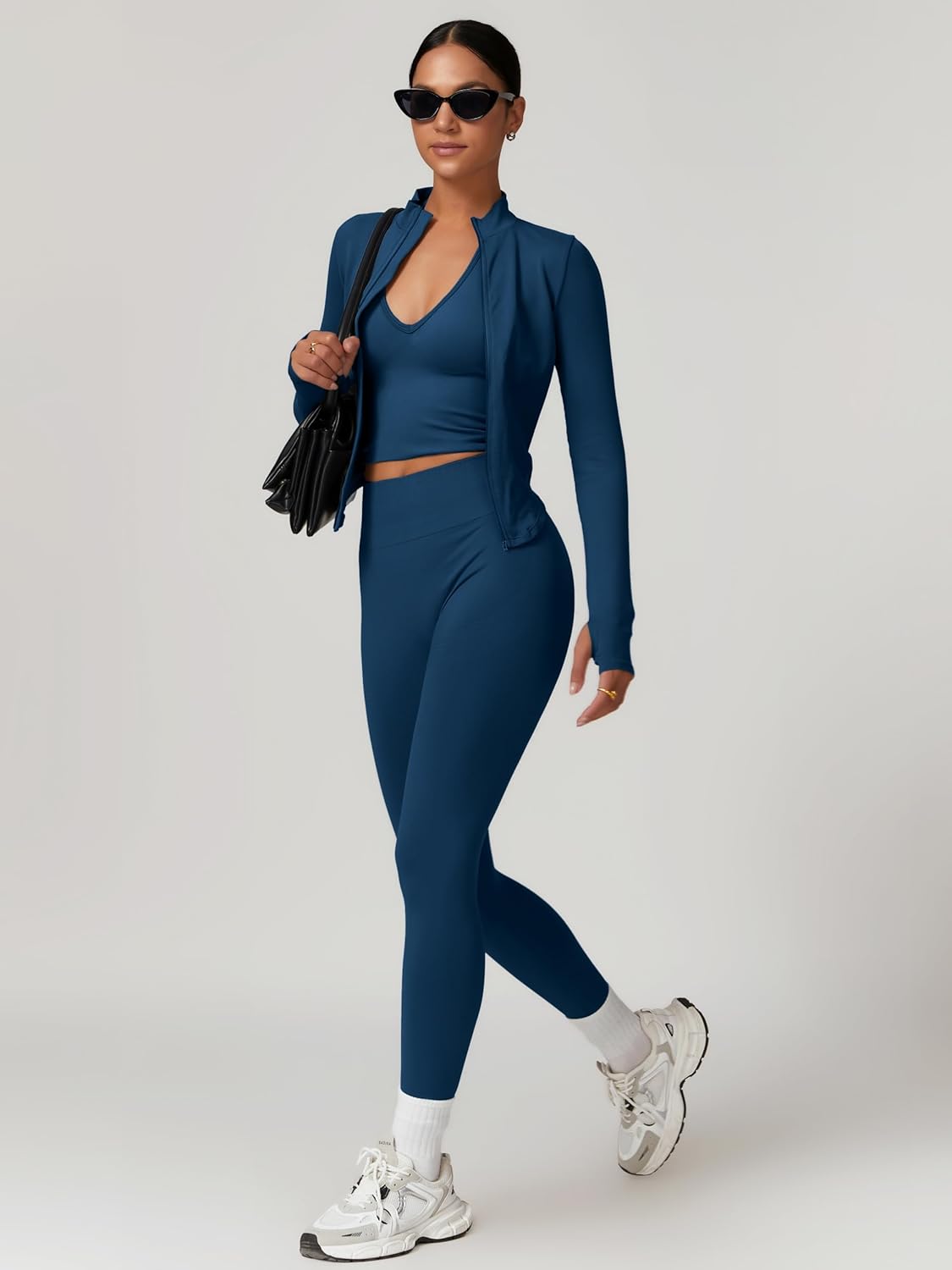 AGYMNX Women Full Zip Seamless Workout Jacket Running Yoga Slim Fit Track Workout Coat Cropped Athletic Long Sleeve Tops