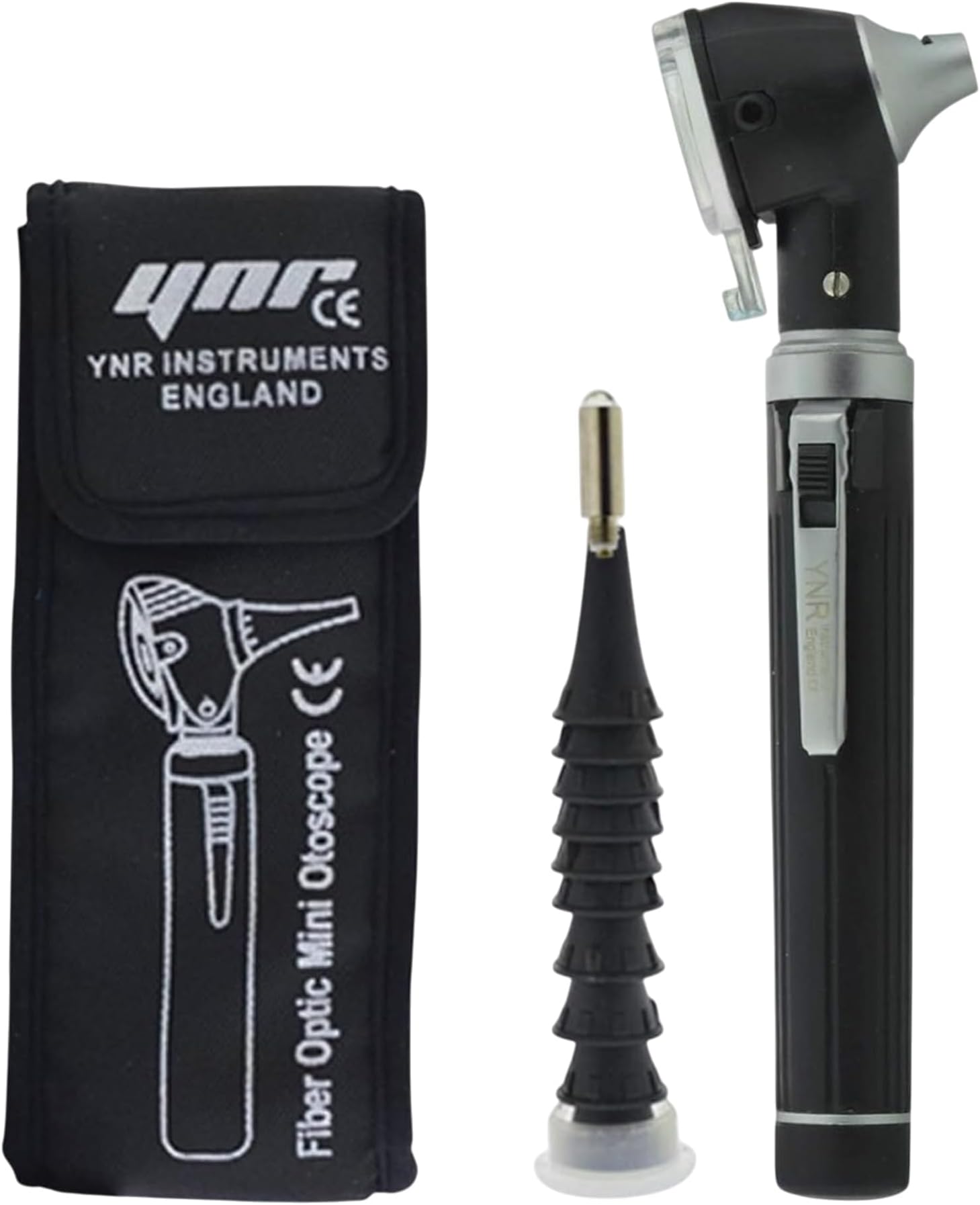 Fibre Optic Mini Otoscope - Auriscope Fiber Optic, ENT Ear Scope, Diagnostic Examination GP, Ear Otoscope with Light | (Black)